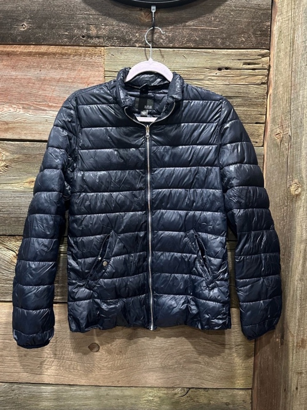 ana Women's Navy Puffer Jacket Like Small